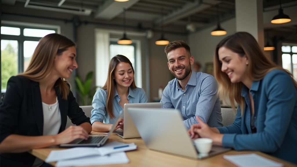Startup team working together
